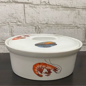 MAJILLY Design BIA Cordon Bleu Oval Lidded Casserole Dish Shrimp Seafood 8”X6”